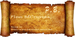 Plevo Bársonyka névjegykártya